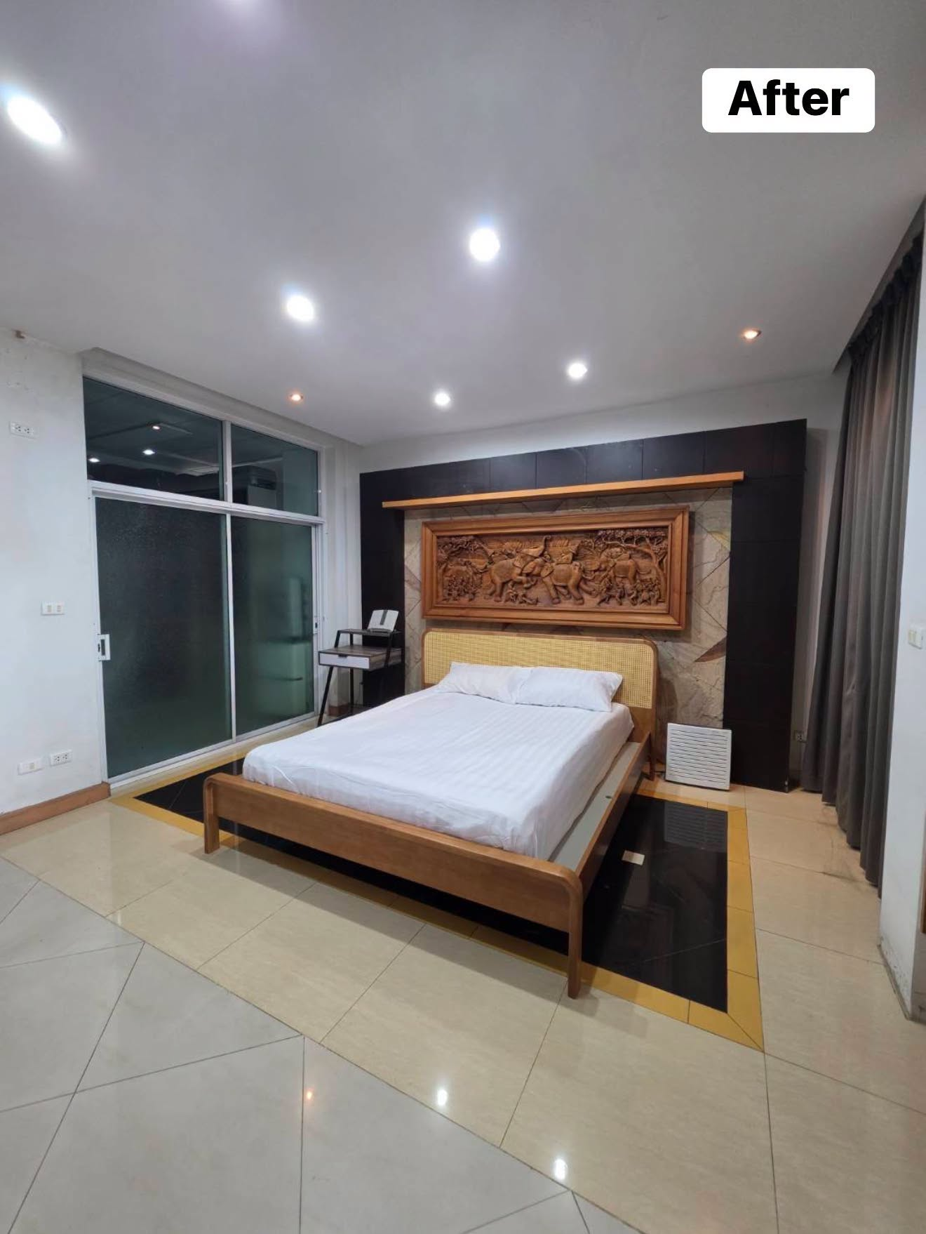 ห้องนอนที่พร้อมพักผ่อนหลังจัด